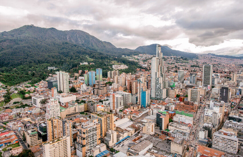 Die Stadt Bogotá per Luftansicht.